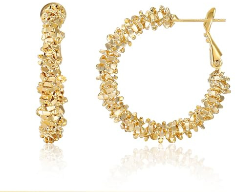 Moguri® Créoles plaquées or pour femme - Créoles tendance torsadées en zircone cubique - Bijou léger et hypoallergénique pour adolescentes - Cadeaux
