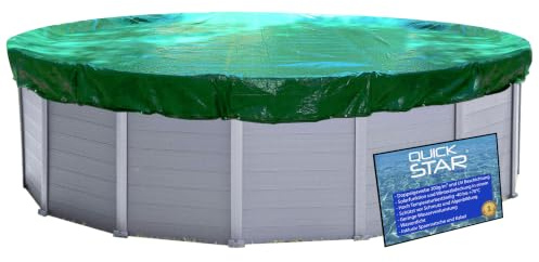QUICK STAR Abdeckplane Pool Ø 720cm Rund für Pools bis 650 cm Winterabdeckplane Poolabdeckung 200g/m² Grün/Schwarz