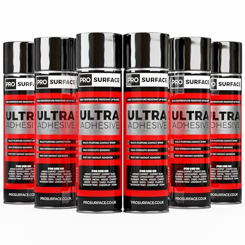 6 Cans Ultra Adhesive - High Temperature Multi-Purpose Contact Spray Adhesive 500ml