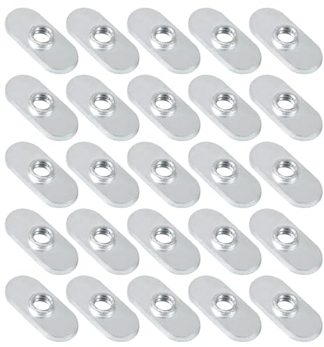 Bueyfolt 1/4-20 Centered Thread Slide in Economy T-Nut for T Slot Track,Applicable to 10 Series or 1.0'' Base Aluminum Extrusion(25-Pack)
