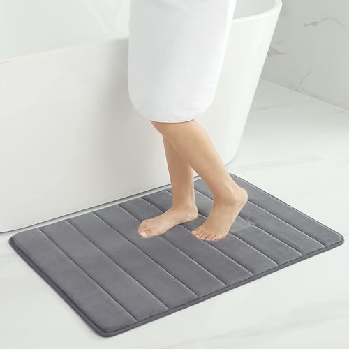 Homaxy Memory Foam Dick Badezimmerteppich, 60 x 90 cm, Dunkelgrau | Saugfähige, Weich, Rutschfest, Maschinenwaschbar, Waschbar, Für Badezimmer, Badteppich, Badvorleger, Badematte
