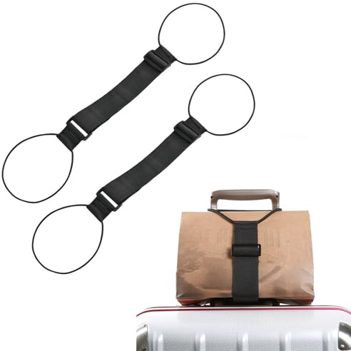 TRIWONDER Hochelastischer Koffergurt verstellbare Gepäckgurte Kofferband Reisezubehör für Gepäck Reisetasche Koffer (Schwarz - 50mm, 46-68cm)