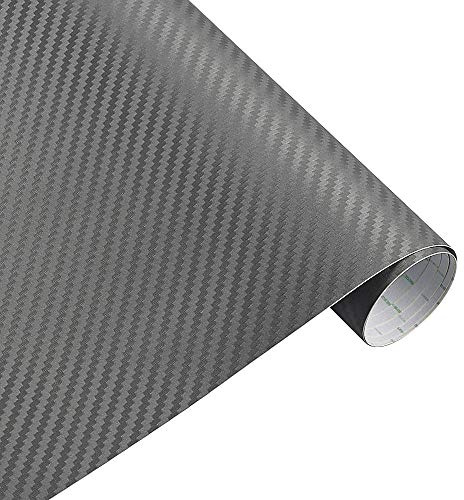 SkyjOy Vinilo Coche 200cmx35cm película de automóvil 3D Fibra de Carbono Fibra de Vinilo Envolvente de Fibra de Carbono Películas de colocación de Rollo Pegatinas de cocción Vinilo para Coche(Gray)