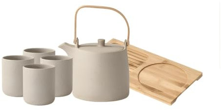 YoeEoay Premium Japanisches Teeservice Aus Ton Und Porzellan, Vintage-Stil Kung Fu Teekannen Set Mit Sieb, Inklusive 1 Keramik Teekanne, 4 Teetassen Und 1 Teetablett, Ideal Für Teeliebhaber
