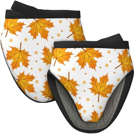 Leaves1 Ofenhandschuhe aus Silikon, hitzebeständig bis 260 °C, Kurze Ofenhandschuhe, rutschfeste Ofenhandschuhe, 2 Stück, Küchenhandschuhe zum Grillen, Kochen