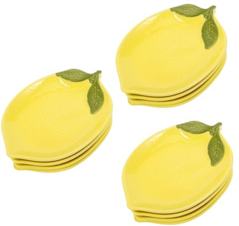 SHOWERORO 12 Stk Zitronengeschirr Zitronenschale Zitronen-Dessertteller Zitronen-Dessertschale Cartoon Zitronen Geschirr Niedliche Zitronen Geschirr Futternapf Keramikschale Schüssel Yellow