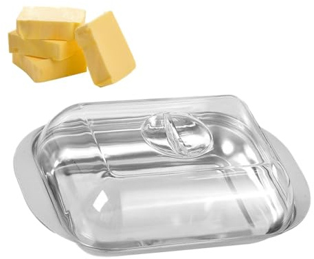 Mantequera con tapa, mantequillera pequeña, recipiente hermético para encimera y refrigerador, bandeja de mantequilla para decoración del hogar, cocina y mantequilla de la oeste/este,