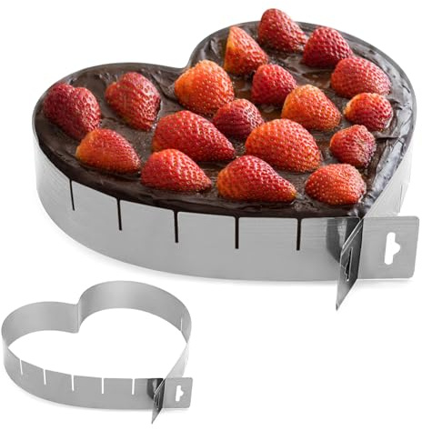2er Pack heart-shaped Mousse Ring.Stainless Steel Heart Shaped Mousse Ring 6-10 Inch Cake Mold Adjustable Baking Cake Mold, Cake Pan, Family Birthday Party Christmas Baking Tool