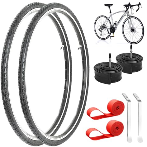 2 Pack 700x35c Road/Gravel/City Bicycle Tire Set - Black Tread | Includes 2 Tires, 2 Inner Tubes, 2 Rim Tapes & 2 Tire Levers | Complete Replacement Kit