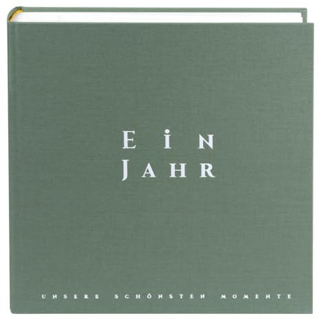goldbuch 31 034 Photo Album One Year Photo Book with 100 White Pages with Parchment Dividers, Album with Linen Cover, up to 600 Pictures, High-Quality Paper, Jumbo Album, Artichoke, 30 x 31 x 6 cm