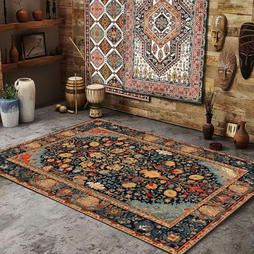 HUUMAGIC Teppiche für Wohnzimmer, waschbar, Schlafzimmer, Dekoration, große Flächen, Orientteppich, Bodenmatte für Zuhause, Flanell 10, 100 x 160 cm, 39,4 x 63 Zoll