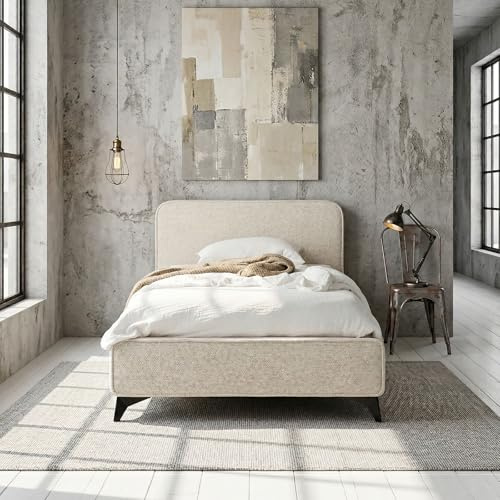 IDIMEX Polsterbett VIRETTA 90x200 in weiß - Einzelbett mit Lattenrost & Chenille Stoffbezug. Bett in modernem Design mit stabilem Holzrahmen & Metallbeine
