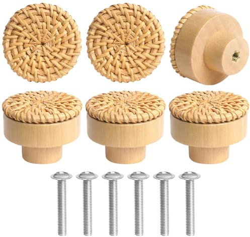 Ainiv 6pz Pomello per Mobili in Legno, 40mm Maniglie Rotonde, Pomelli per Armadietti con Viti per Porte Armadietti Cassetti e Guardaroba Accessori Mobili