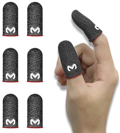 Mobile Finger Sleeve, Pack of 6 Finger Sleeves for Gaming, Anti-sweat Thumb Sleeves for Mobile Gaming, Breathable Pro Gaming Finger Gloves, Touch Screen Finger Sleeves
