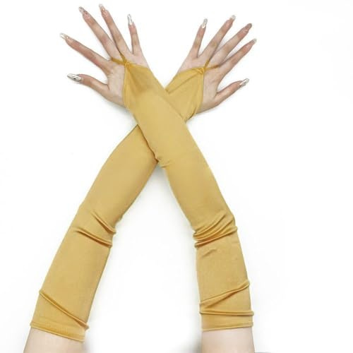 Whakano 1 Paar 50 cm Lange Elegant Satin Handschuhe,Damen Classic Abendhandschuhe Opernhandschuhe Ball Fingerlose Handschuhe,Ellenbogen handschuhe,für Gala,Oper,Brautparty,Hochzeit