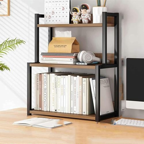 Mehrzweck-Bücherregal für die Arbeitsplatte, 3-stufiges Organisationsregal für Schreibtischbücher, Schreibtischbücherregal aus Metall für Computertische, Aufbewahrungsregal, zum Ordnen von Büchern,