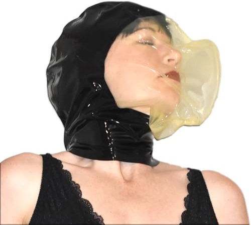 Honeylust Latexmaske zur Atemkontrolle – Gummi Kopfmaske Breathplay Haube | Atemspiel Fetischmaske für Breathplay – Heavy Rubber Haube, BDSM Gimp Mask, Encasement Hood, Rebreathing, devot & kinky