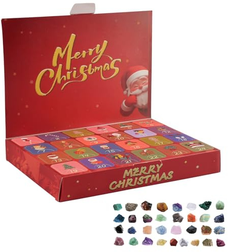 YunBey Calendario de Adviento 2025 - Set de 24 Piedras Preciosas Naturales para Coleccionar, Juguete Educativo para Niños, Ideal para Interacción Familiar y Regalo Favorito para Niños
