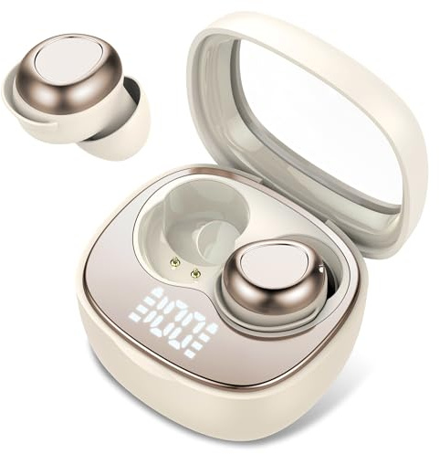 Doubc Mini Schlafkopfhörer Bluetooth 5.4 Kopfhörer, in Ear Kopfhörer Kabellos mit 25 Stunden Akkulaufzeit, Weiche Ohrhörer Schlafen Sleepbuds, Sanfter Klang Bequem Tragen ohne Druckgefühl, Beige