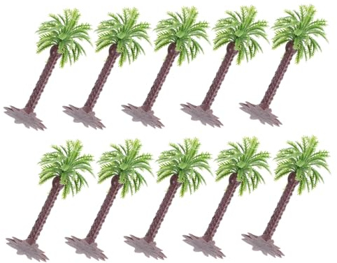 TOYANDONA 10pcs Faux Cocotier Miniature en Plastique Vert, Palmier de Table Tropical, Décoration de Gâteau et Paysage Résistance la Décoloration, Accessoire Photo Essentiel