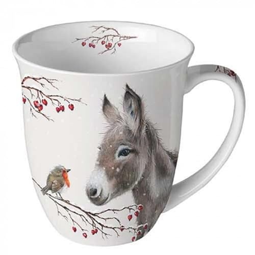 Ambiente Tasse Esel und Rotkehlchen, Becher mit ca. 400 ml Inhalt