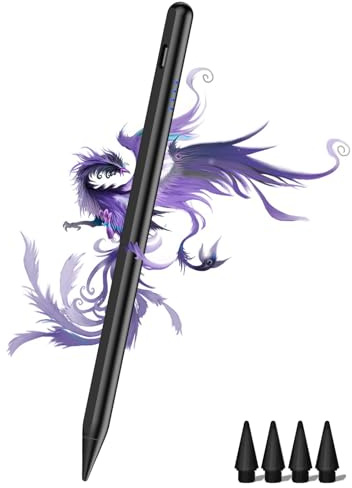 Stift für Apple iPad 2018-2026, 2X Schnellladung, Neigungssensitivität und Palm Rejection Stylus Pencil kompatibel mit iPad 11(A16)/10/9/8/7/6, iPad Pro M4/12.9/11, Air M3/M2/5/4/3, Mini 6/5-Schwarz