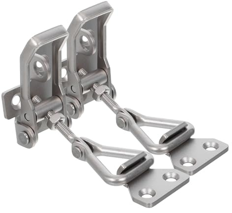 Stainless Steel Toggle Clamp Latch Lock Adjustable 2pcs for Boxes | Quick Release, Lock Hole Design, Silver Finish, Suitable for Luggage Cases and Smoke Doors