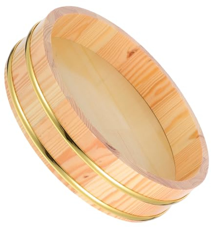 AUTSUPPL Wooden Sushi Rice Mixing Tub Sushi Oke Sawara Style Rice Bucket Large Capacity Wood Bowl Comfortable Hand Feel Elegant Design Home Kitchen