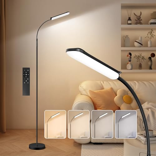 FRIDEKO HOME 18W Stehlampe Wohnzimmer LED 360° Flexibler Schwanenhals | mit Fernbedienung & Touch-Steuerung Büro Wohnzimmer & Schlafzimmer