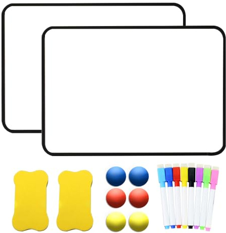 Whiteboard Magnetwand, 2 Stück Doppelseitige Abwischbare Whiteboard Klein, WHIteboard A4 mit 8 Trocken Abwischbaren Stiften, 2 Radiergummi, 6 Magneten, Magnettafel Kinder 30 x 21 cm