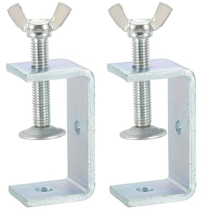 sourcing map 2 abrazaderas C de acero al carbono de 65 mm, cuadradas, galvanizadas, mini abrazadera de tigre, clip en U de metal resistente con tornillos de mariposa para montaje de soldadura de