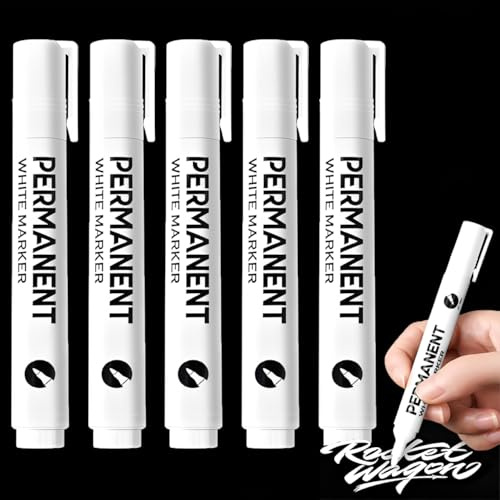 RagQbuK 10 White Permanent Marker Pens - Box Set | 2.0mm Tip Waterproof Paint Markers for Fabric, Rock, Ceramic, Glass, Wood, Metal & Tyres | Quick-Drying All-Surface Markers for DIY, Art & Crafts