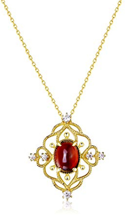 925 Retro stil naturlig granat temperament elegant halsband kvinnliga vilda hänge
