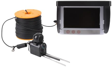 Luocute Fishfinder Subacqueo con Fotocamera 5MP 1080P HD Schermo da 4,3 Pollici Grandangolo di 195° Luminosità 1500nits Durata della Batteria 8-10H Cavo da 50 M con Notte a Infrarossi