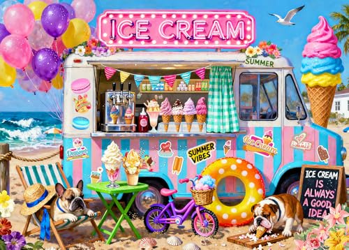 Puzzles 500 Pieces for Adults jigsaw puzzles for adults 500 Piece Puzzle Classic Educational Games Beautiful Decoration Puzzle for Women Gifts for Men-Ice Cream Truck