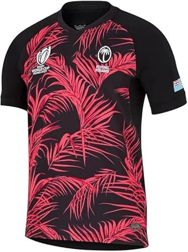 EHISINI 2023 Weltmeisterschaft RWC Fidschi, Rugby-Trikot, Herren-Matchtraining-Fußballtrikot(Black,Large)