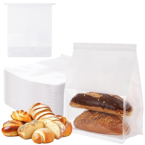 Swylexn 100Pcs Greaseproof Paper Bags for Food, 22x28x11cm Paper Sandwich Bags, Bakery Bags, Brown Paper Bags, Cookie Packaging, Paper Bread Bag for Homemade Bread, Cake Portions, Biscuit, Lunch