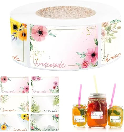 YPLANGENT Marmeladen Etiketten Selbstklebend 500 StüCk Aufkleber Zum Beschriften Geschenkaufkleber Weihnachten Geschenkaufkleber Geeignet für MarmeladengläSer, GewüRzdosen, Flaschen, Dosen