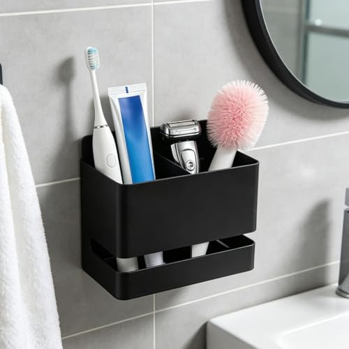 Zahnbürstenhalter, Zahnbürstenhalter Wand, Zahnbürstenhalter zum Kleben Klebehalter für Zahnputzbecher, Zahnputzbecherhalter ohne Bohren für Badezimmer, Selbstklebende Aufbewahrung für Bürsten