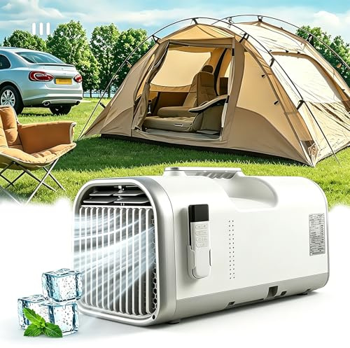 Condizionatore Portatile, Raffreddatore d’Aria senza Tubo 400W, 4 Modalità 3 Velocità, 4 in 1 Climatizzatore Evaporativo Silenzioso Timer 1-12 H per Casa e Ufficio Camper Tenda Camion Van T1pro