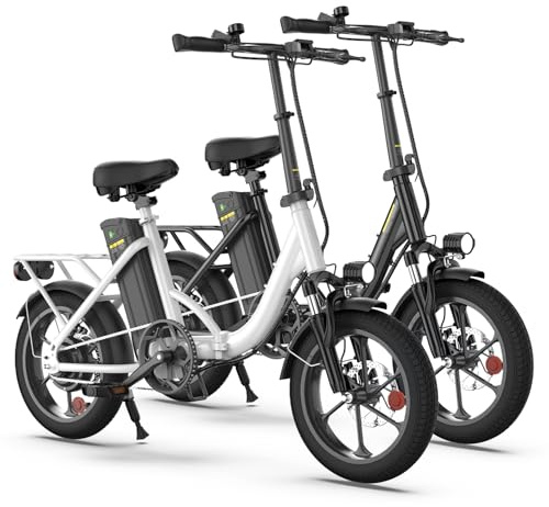 Finbike U4 Electric Bike, 16 Portable Electric Bicycle with Removable Battery, 60KM Max Range, 3 Riding Modes, Front Shock Absorber, Foldable E-bike for Adults/Teens
