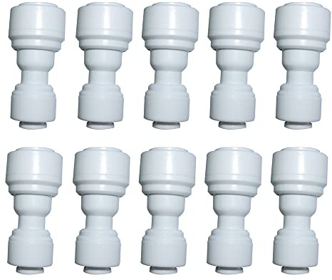 YZMSZ Reducing Straight Union 3/8 to 1/4 Quick Connector fittings RO Water Filters set of 10