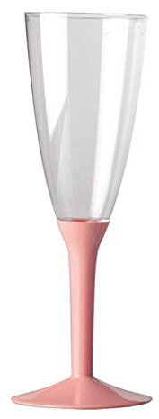 Dream' s Party 20 Flute in plastica con gambo - Flutes rigidi monouso - Calice da Spumante - Corpo in plastica trasparente - confezione 20 pezzi - flute per feste (Rosa)