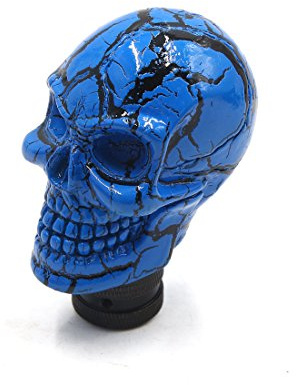 sourcing map Totenkopf-Stil Schaltknauf Für Auto LKW Blau 1 Stück | Direkter Ersatz Für Originalknopf, Einfache Installation, Inklusive 3 Adapter, Keine Modifikation, Für Schaltgetriebe