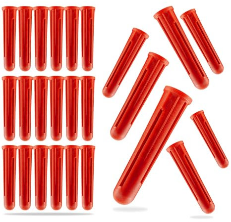 60 Red Rawl Plugs Screw Fixing Wall Expansion Raw Plugs Brick Stone Concrete