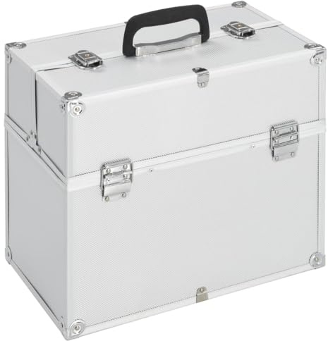vidaXL Kosmetikkoffer 38x23x34 cm Silbern Aluminium