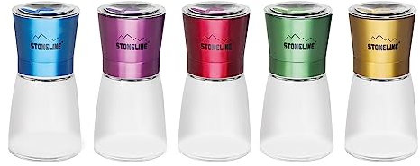 Stoneline® - Set macinasale/macinapepe con meccanismo regolabile in ceramica, 5 pezzi