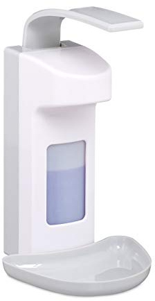 Relaxdays Väggtvåldispenser 500 ml, set med 4, desinfektionsmedel flytande tvål, medicinsk praktik företag kontor, vit