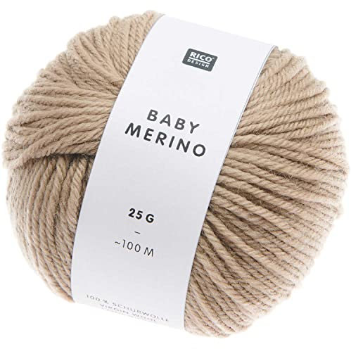 Rico Baby Merino dk Farbe 03 beige, Babywolle reine Merinowolle zum Stricken oder Häkeln