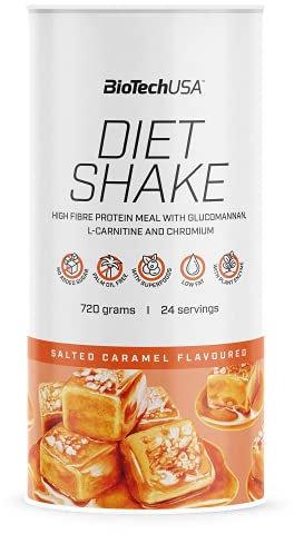 BioTechUSA Diet Shake | Alto en Proteína, Bajo en Grasa | Con Superalimentos, Cromo, Glucomanano, L-Carnitina | Bajo Contenido en Azúcar, Sin Aceite de Palma, 0,72 kg, caramelo salado_